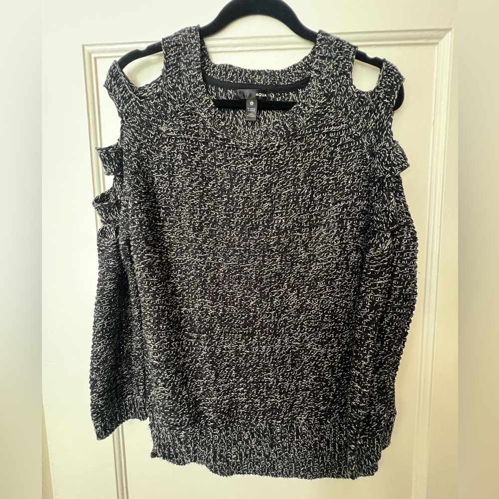 Aqua Black and White Knit Sweater